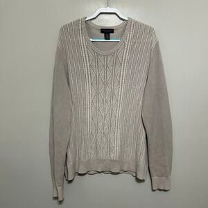 The Men's Store Bloomingdale's Sweater XL Beige Taupe Linen Blend Cable Knit
